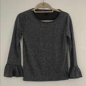 J. Crew Charcoal Long Sleeve Ruffle Top